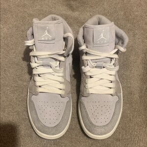 Air Jordan Suede High-Top Sneakers in Gray and White